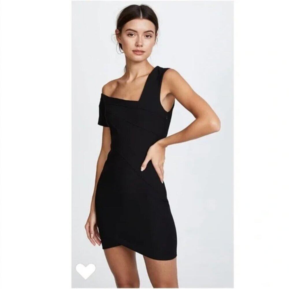 Cinq a Sept Coralisa Black Asymmetric Mini Dress